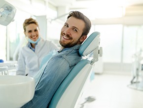 Man pleased with experience visiting the dentist